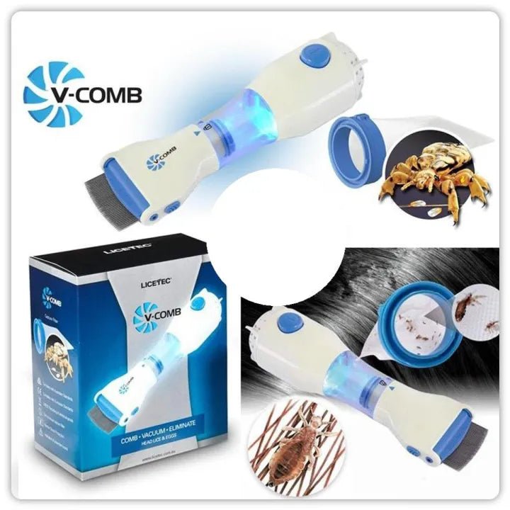 V‑Comb Electric Lice Remover | Anti‑Lice Vacuum Comb for Head Lice & Eggs - Saadiq.pk