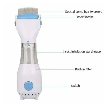V‑Comb Electric Lice Remover | Anti‑Lice Vacuum Comb for Head Lice & Eggs - Saadiq.pk