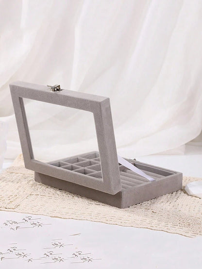 Velvet Ring and Earrings Organizer – Elegant Jewelry Storage Box - Saadiq.pk