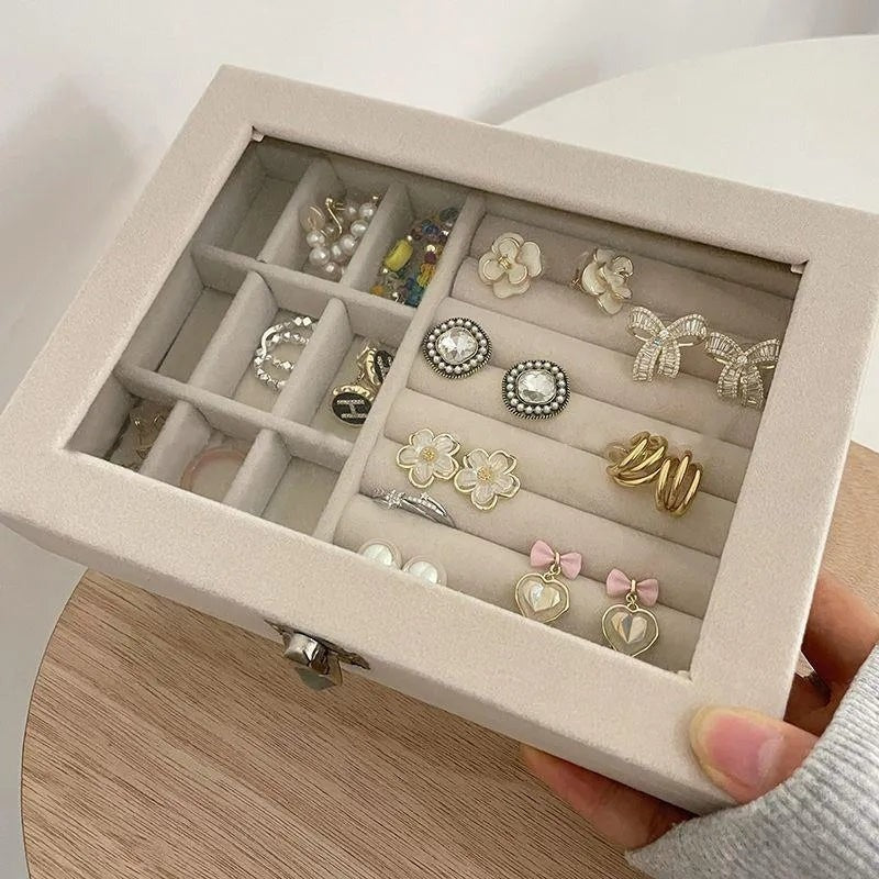 Velvet Ring and Earrings Organizer – Elegant Jewelry Storage Box - Saadiq.pk