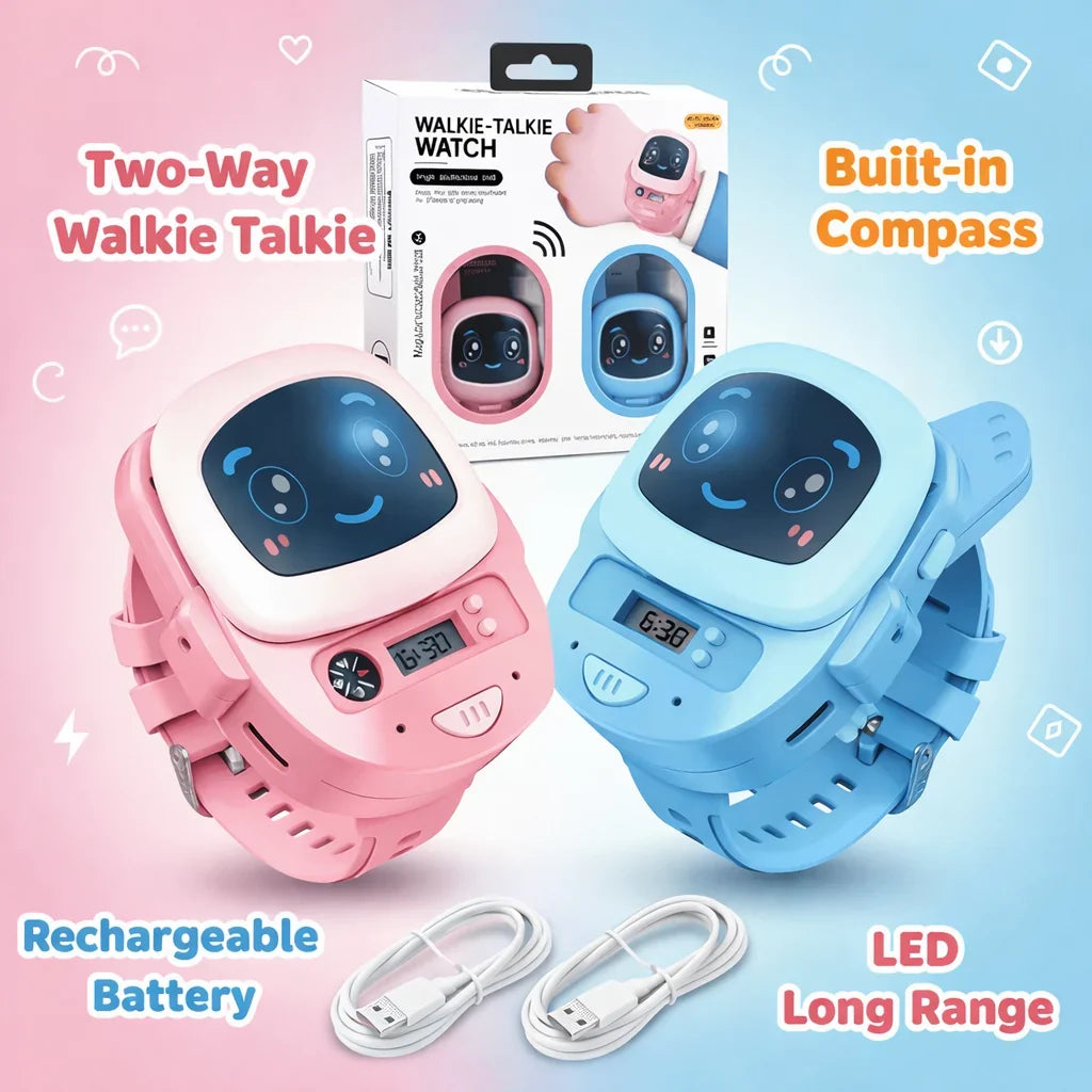 2-in-1 Kids Walkie Talkie Watch with Intercom, Flashlight & Compass
