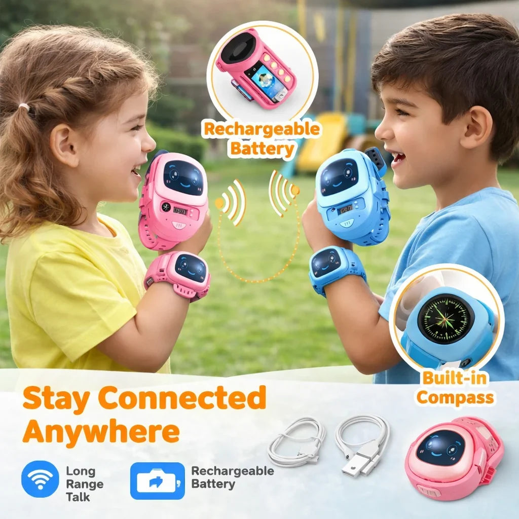 2-in-1 Kids Walkie Talkie Watch with Intercom, Flashlight & Compass