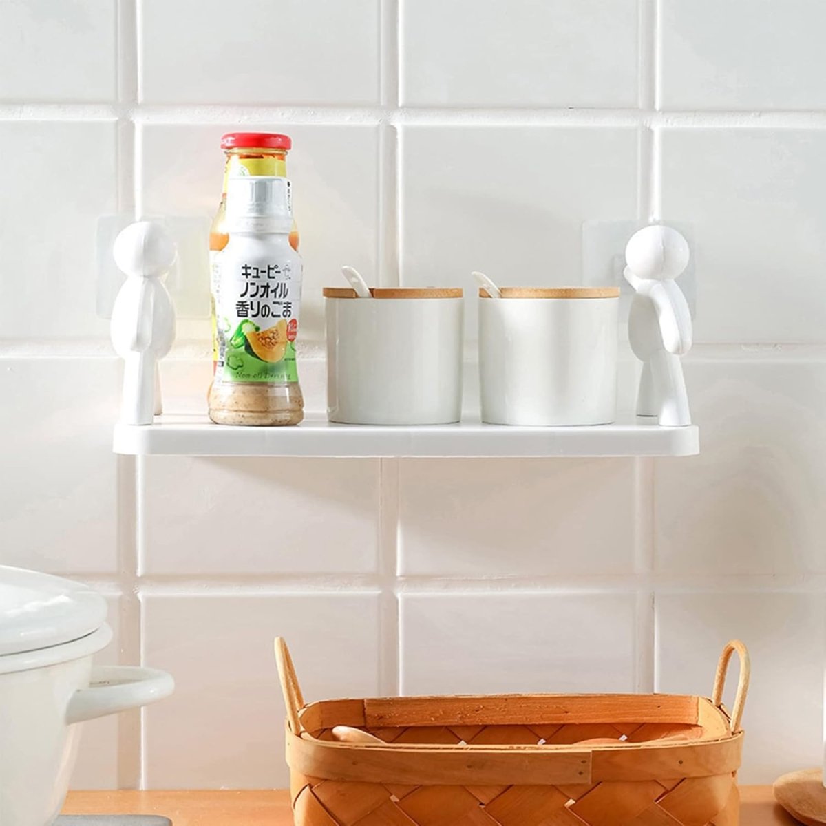 Wall Hanging Shelf Punch Free Humanoid Storage Shelf - Saadiq.pk