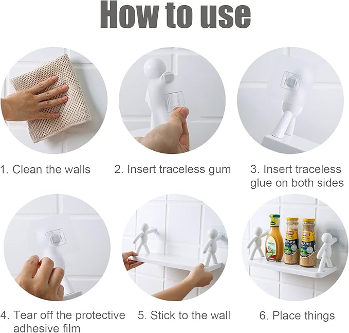 Wall Hanging Shelf Punch Free Humanoid Storage Shelf - Saadiq.pk