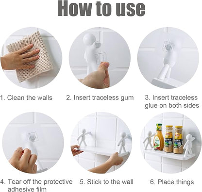 Wall Hanging Shelf Punch Free Humanoid Storage Shelf - Saadiq.pk