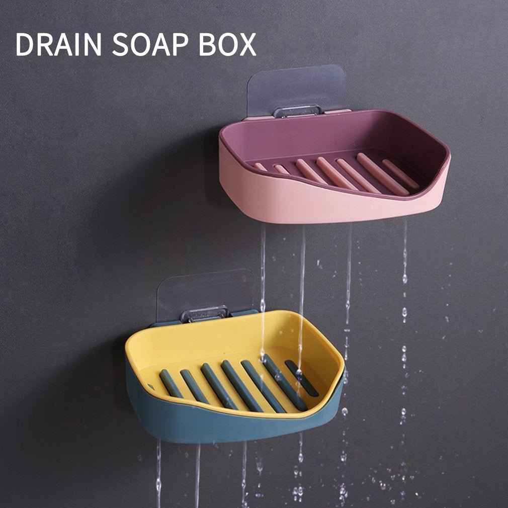 Wall Mounted Double Layer Soap Holder (Pack of 2) | Self - Adhesive Drain Soap Dish - Saadiq.pk