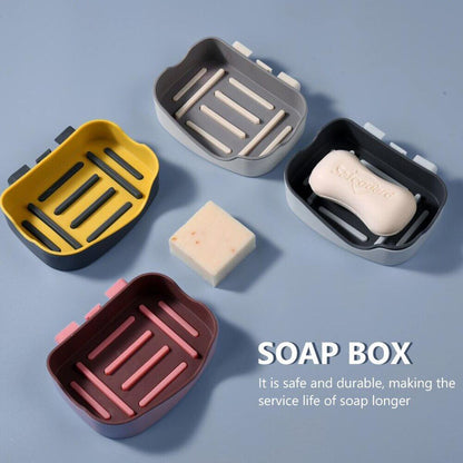 Wall Mounted Double Layer Soap Holder (Pack of 2) | Self - Adhesive Drain Soap Dish - Saadiq.pk