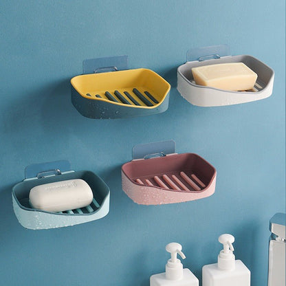 Wall Mounted Double Layer Soap Holder (Pack of 2) | Self - Adhesive Drain Soap Dish - Saadiq.pk