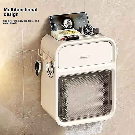 Wall Mounted Toilet Paper Holder with Drawer & Phone Shelf - Saadiq.pk