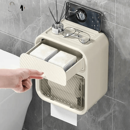 Wall Mounted Toilet Paper Holder with Drawer & Phone Shelf - Saadiq.pk