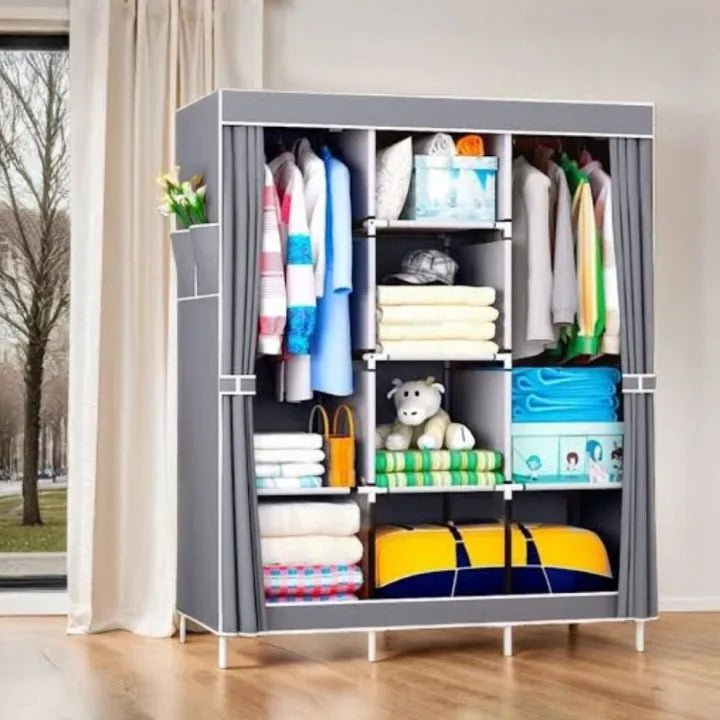 Wardrobe Folding Portable Clothing Storage Cabinet – Multi - Layer Organizer - Saadiq.pk