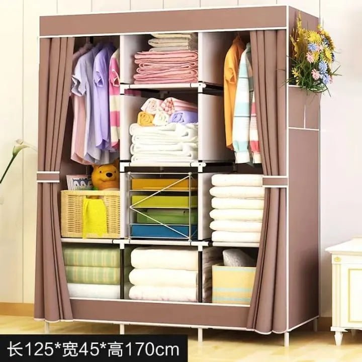 Wardrobe Folding Portable Clothing Storage Cabinet – Multi - Layer Organizer - Saadiq.pk