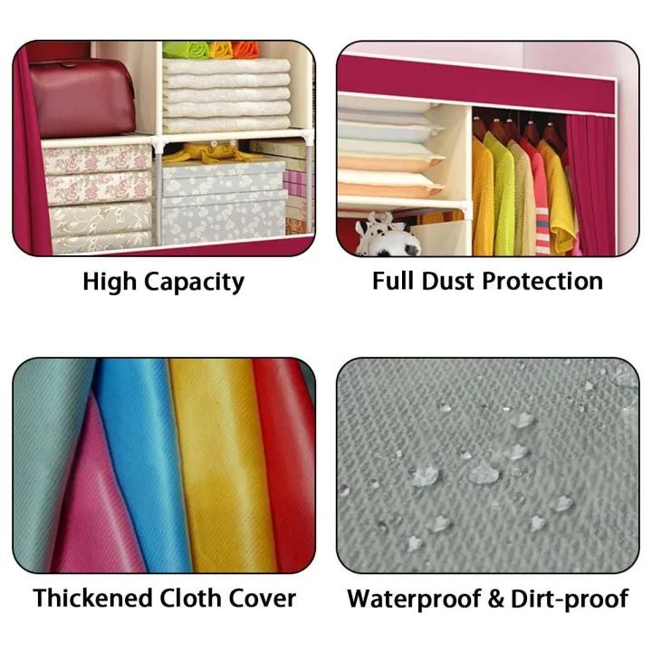 Wardrobe Folding Portable Clothing Storage Cabinet – Multi - Layer Organizer - Saadiq.pk