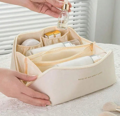 Waterproof Makeup Storage Bag | Large Capacity Travel Cosmetic Organizer | Portable Toiletry Pouch with Handle - Saadiq.pk