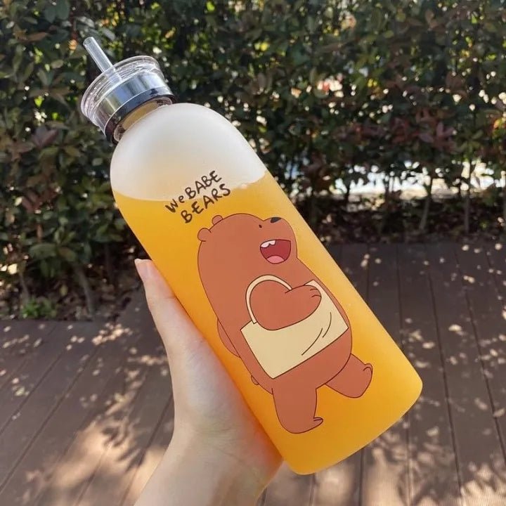 We Bare Bear Frosted Water Bottle 500ml – Cute Portable Bottle - Saadiq.pk