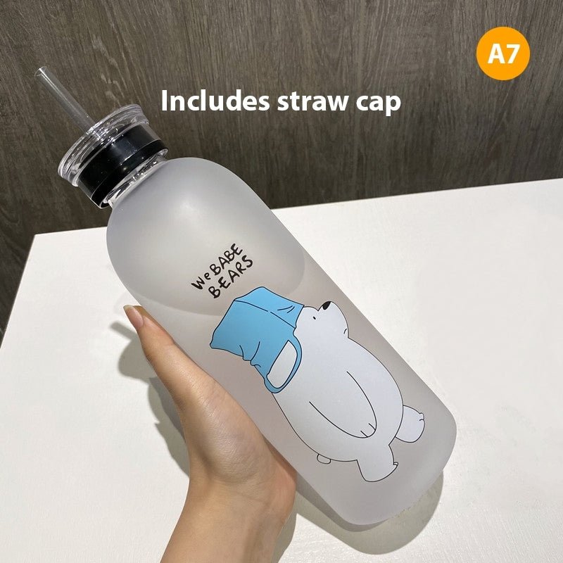 We Bare Bear Frosted Water Bottle 500ml – Cute Portable Bottle - Saadiq.pk