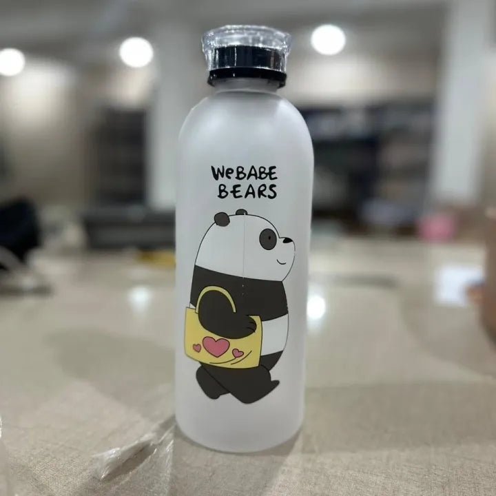 We Bare Bear Frosted Water Bottle 500ml – Cute Portable Bottle - Saadiq.pk