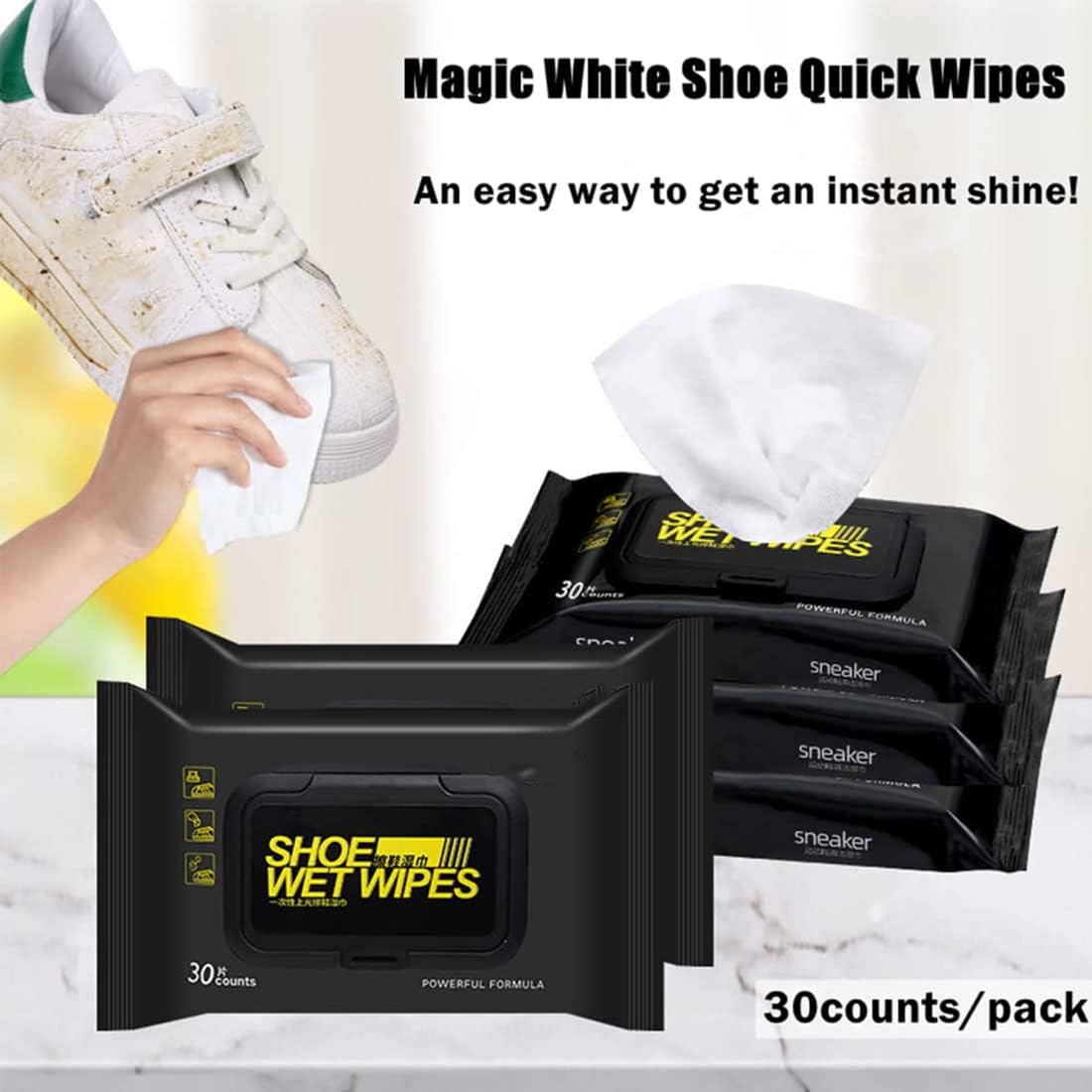 White Shoe Quick Wipes – Instant Sneaker Cleaner for Dirt & Scuff Removal - Saadiq.pk