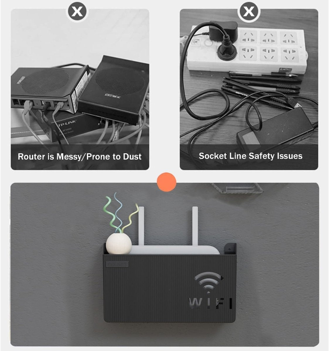 WiFi Router Storage Box – Wall Mounted Cable Organizer Cover - Saadiq.pk
