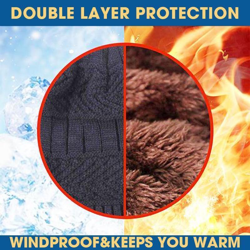 Winter Cap – Winter Knitted Beanie Hat & Neck Warmer Set – Unisex Thermal Fleece - Lined Cap for Cold Weather - Saadiq.pk