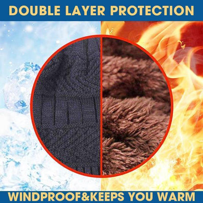 Winter Cap – Winter Knitted Beanie Hat & Neck Warmer Set – Unisex Thermal Fleece - Lined Cap for Cold Weather - Saadiq.pk