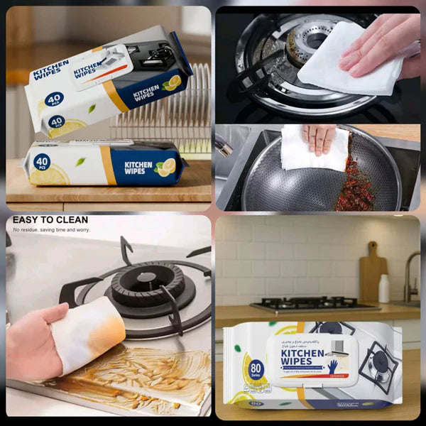 Disposable Kitchen Cleaning Wipes | Grease & Stain Remover Wet Wipes