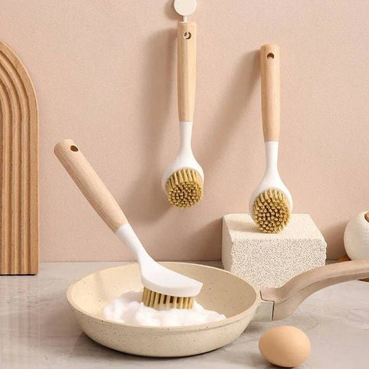Wood Handle Dish Brush – Eco‑Friendly Kitchen Cleaning Scrubber - Saadiq.pk