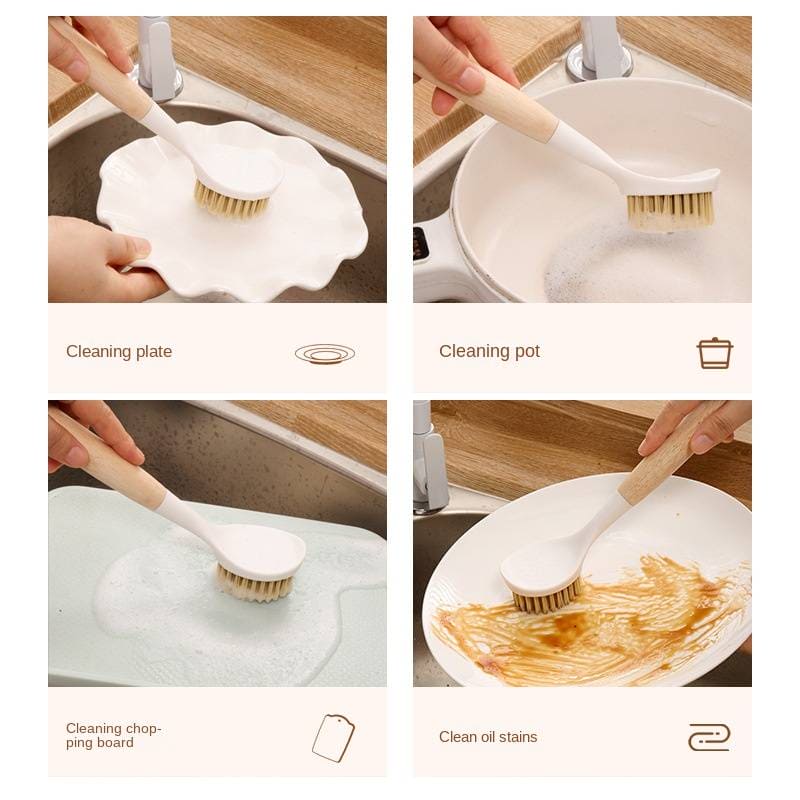 Wood Handle Dish Brush – Eco‑Friendly Kitchen Cleaning Scrubber - Saadiq.pk