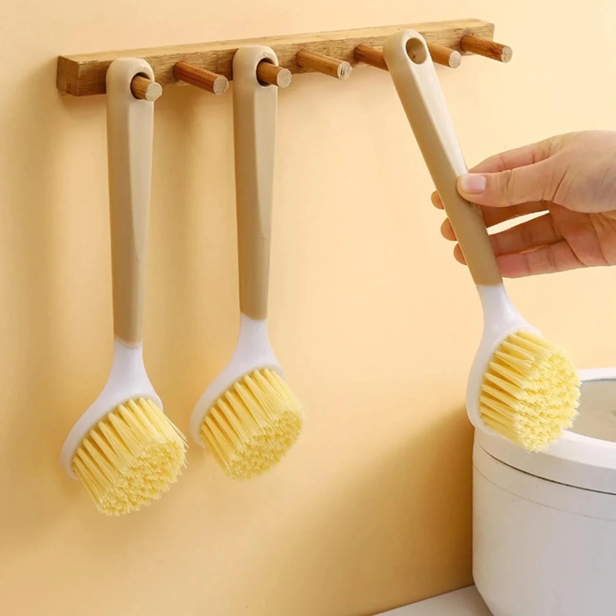 Wood Handle Dish Brush – Eco‑Friendly Kitchen Cleaning Scrubber - Saadiq.pk